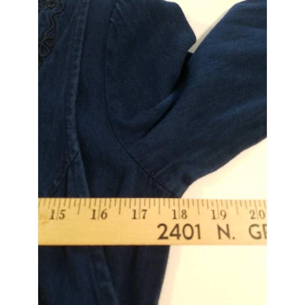 Pado Vtg 80s Womens Dress S Denim Tie Back Vest Long USA Cotton Long Sleeve - Picture 5 of 10